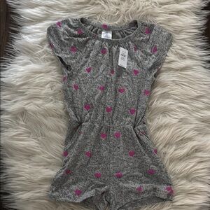Gray Romper with Pink Heart Pattern